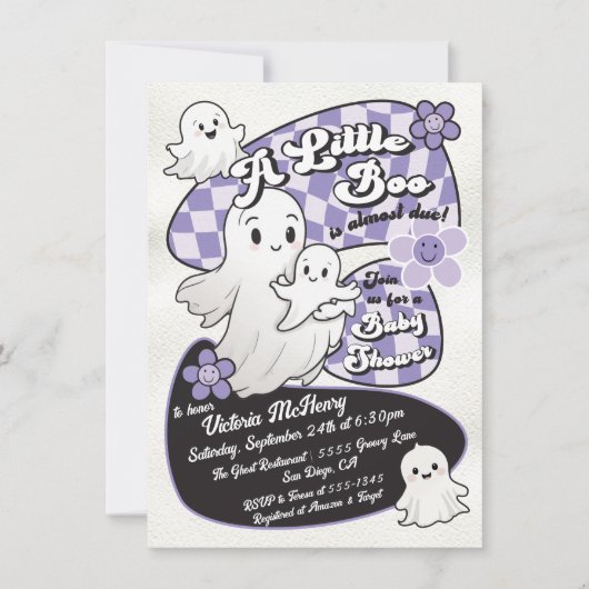 Hand getekend Little Boo Ghost Halloween Baby show Kaart (Voorkant)