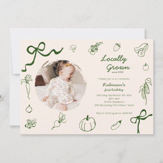 Hand getekend lokaal geteeld Boerderij 1e verjaard Kaart (Voorkant)