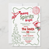 Hand getekend maken Spirit Bright Christmas Party Kaart (Voorkant)