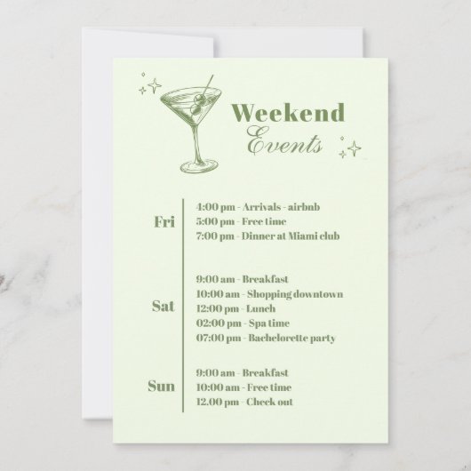 Hand getekend Martinis en Huwelijk Bachelorette Kaart (Achterkant)