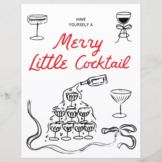 Hand getekend Merry Little Cocktail Christmas Bar (Voorkant)