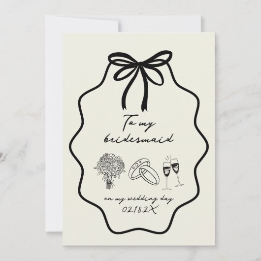 Hand getekend mijn bruidsmeisje op mijn trouwdag f kaart (Voorkant)