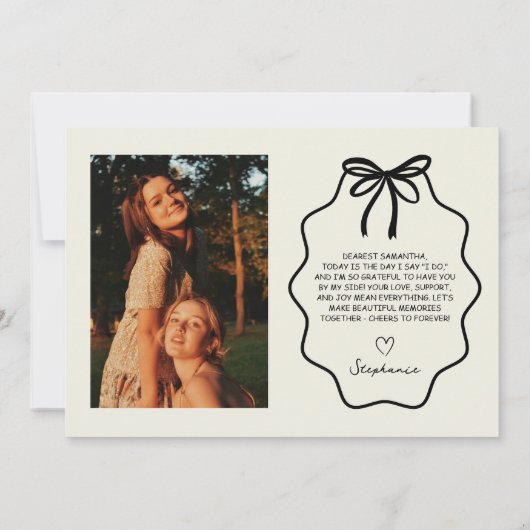 Hand getekend mijn bruidsmeisje op mijn trouwdag f kaart (Achterkant)