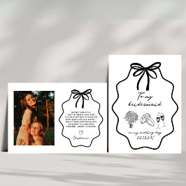 Hand getekend mijn bruidsmeisje op mijn trouwdag f kaart