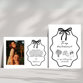 Hand getekend mijn bruidsmeisje op mijn trouwdag f kaart