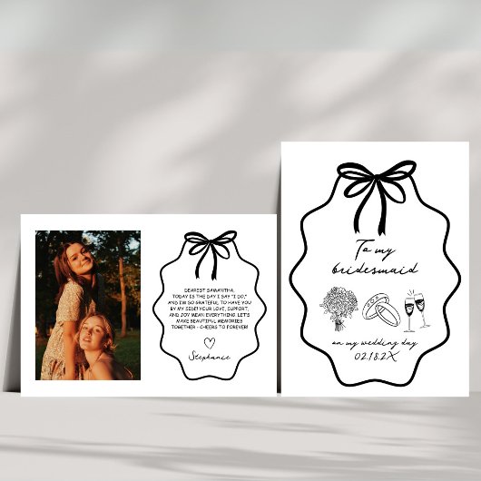 Hand getekend mijn bruidsmeisje op mijn trouwdag f kaart