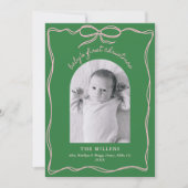 Hand getekend Modern grillig roze & groene boog Ba Feestdagenkaart (Voorkant)