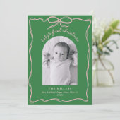 Hand getekend Modern grillig roze & groene boog Ba Feestdagenkaart (Staand voorkant)