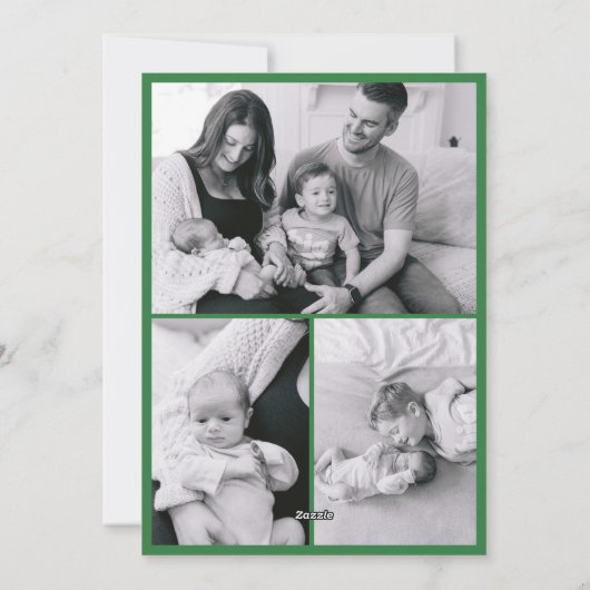 Hand getekend Modern grillig roze & groene boog Ba Feestdagenkaart (Achterkant)