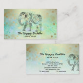 *~* Hand getekend - Olifanten Goud Patroon Boeddha Visitekaartje (Voorkant / Achterkant)