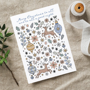 Hand Getekend   Prettig Kerstfeest voor Iedereen  Feestdagenkaart