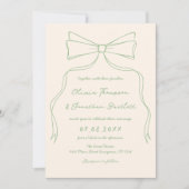Hand getekend Quirky Bow Green Wedding Kaart (Voorkant)