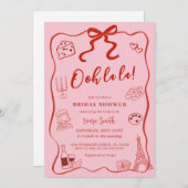 Hand getekend Red Bow Paris Vrijgezellenfeest Kaart (Voorkant / Achterkant)