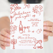 Hand getekend Red Galentine's Girls Night Party