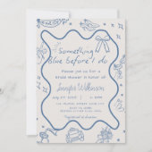 Hand getekend retro iets blauw Vrijgezellenfeest Kaart (Voorkant)