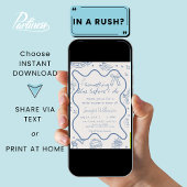 Hand getekend retro iets blauw Vrijgezellenfeest Kaart