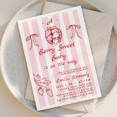 Hand getekend rood een bes zoet Baby shower Kaart