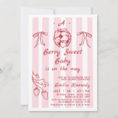 Hand getekend rood een bes zoet Baby shower Kaart (Voorkant)