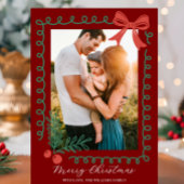 Hand getekend rood en groen vrolijk feestdagenkaart