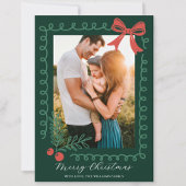 Hand getekend rood en groen vrolijk feestdagenkaart