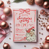 Hand getekend rood roze boog kerstman kaart