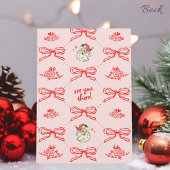 Hand getekend rood roze boog kerstman kaart