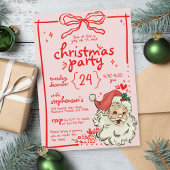 Hand getekend rood roze boog kerstman kaart