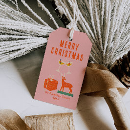  Hand getekend Rood Roze Kerst Funky Fun Cadeaulabel