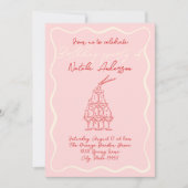 Hand getekend rood roze Wavy Lijst 70s verjaardags Kaart (Voorkant)