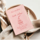 Hand getekend rood roze Wavy Lijst 70s verjaardags Kaart