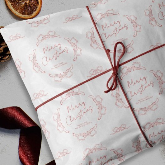 Hand getekend Rood & Wit Naam grillige Kerstmis Cadeaupapier