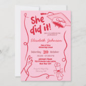 Hand getekend rood ze deed het Afstuderen Kaart (Voorkant)