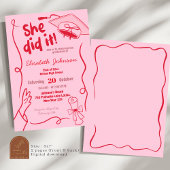 Hand getekend rood ze deed het Afstuderen Kaart