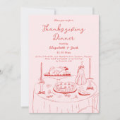 Hand getekend Roze & Rode Handschrift Thanksgiving Kaart (Voorkant)