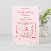 Hand getekend Roze & Rode Handschrift Thanksgiving Kaart (Staand voorkant)