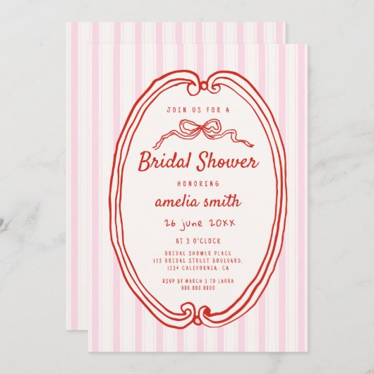 Hand getekend Roze strepen Eigenzinnig Vrijgezelle Kaart (Voorkant / Achterkant)