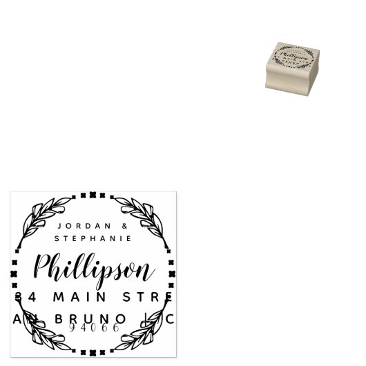 Hand getekend rustiek script getrouwd paar terugke rubberstempel (Gestempeld)