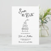 Hand getekend Save the Date Kaart (Staand voorkant)