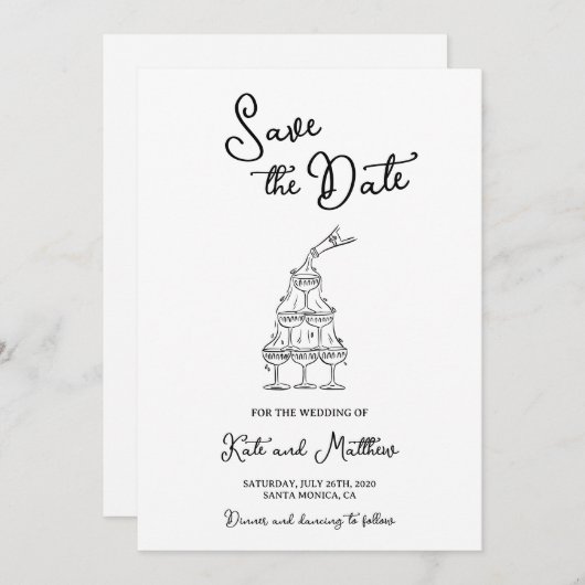 Hand getekend Save the Date Kaart (Voorkant / Achterkant)