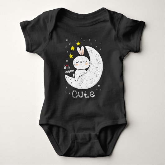 Hand getekend schattig konijn Baby Bodysuit (Voorkant)