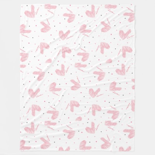 Hand getekend Schattige hart en liefde Fleece Deken (Voorkant)