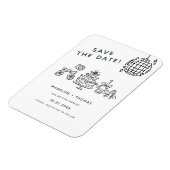 Hand getekend Scribble Disco Wedding Sla de datum Magneet (Linkerzijde)