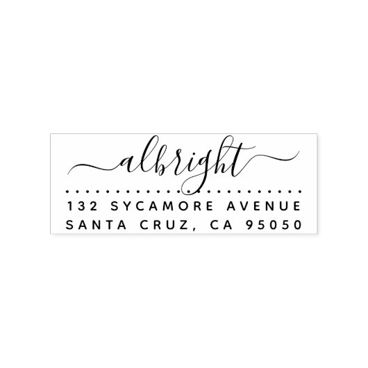 Hand getekend script familienaam retouradres rubberstempel (Afrduk)