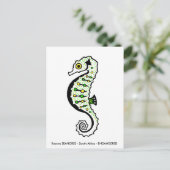 Hand getekend - SEAHORSE- Dierenvriend - Wildlife Briefkaart (Staand voorkant)