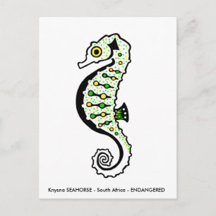 Hand getekend - SEAHORSE- Dierenvriend - Wildlife Briefkaart