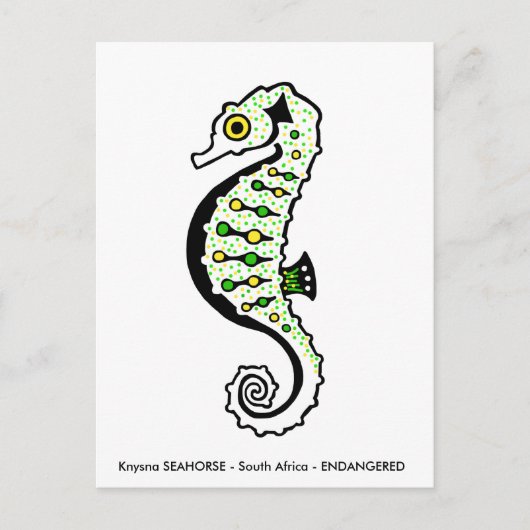 Hand getekend - SEAHORSE- Dierenvriend - Wildlife Briefkaart (Voorkant)