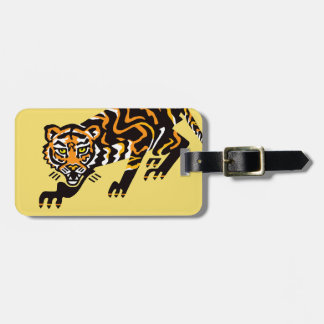 Hand getekend - TIJGER - Bedreigd dier - geel Bagagelabel