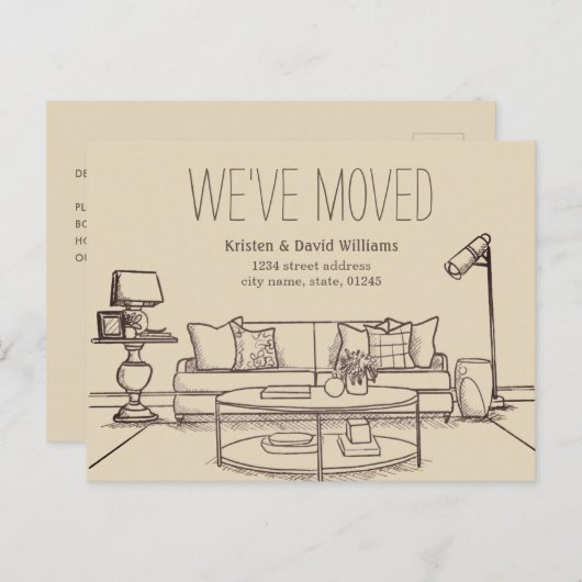 hand getekend We hebben de aankondiging verplaats Briefkaart (Voorkant / Achterkant)