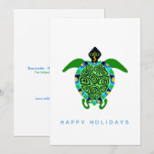 Hand getekend - Zee SCHILDPAD - Zeeleven - Oceaan Feestdagenkaart (Voorkant / Achterkant)