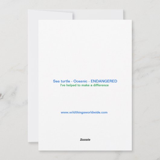 Hand getekend - Zee SCHILDPAD - Zeeleven - Oceaan Feestdagenkaart (Achterkant)